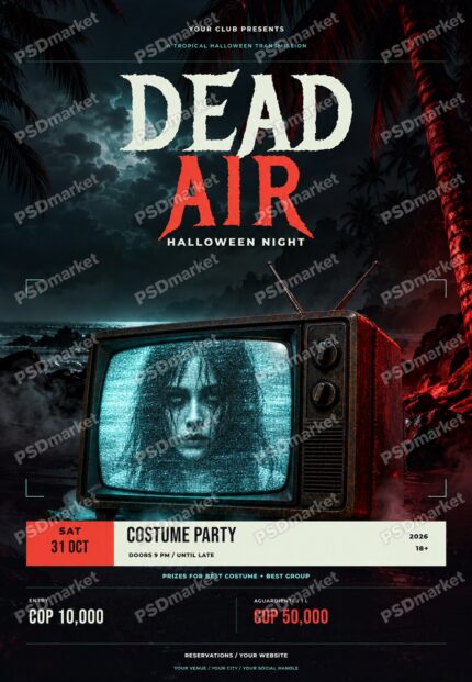 Dead Air Tropical Halloween layered PSD template watermarked preview