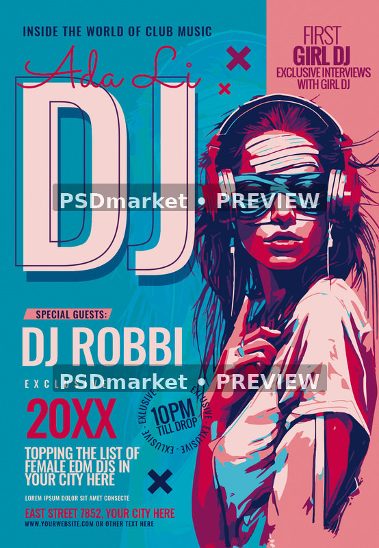 DJ Cover Flyer PSD Template — PSD template preview