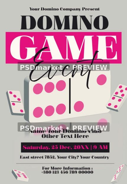 Domino Game Event Flyer PSD Template — PSD template preview