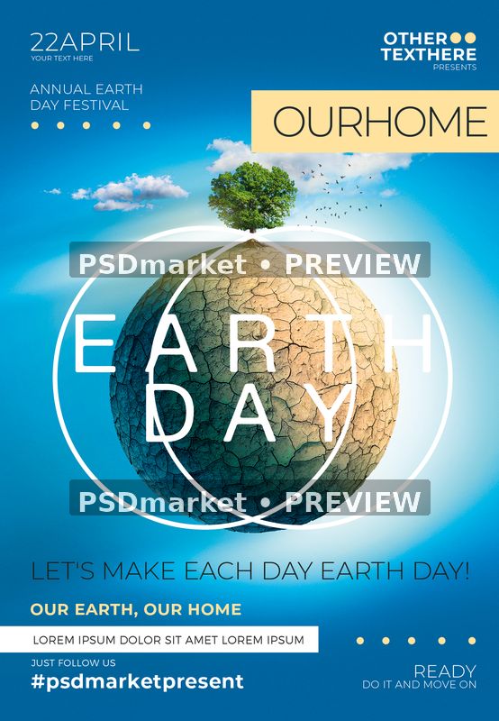 Earth Day Our Home Flyer PSD Template — PSD template preview