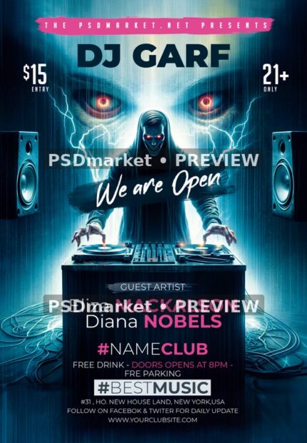 Electric Phantom Guest DJ Flyer — reduced watermarked source artwork preview
