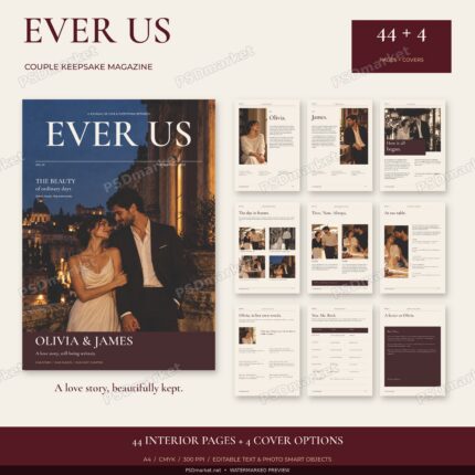 EVER US magazine PSD bundle: 44 interior pages and four alternative front covers