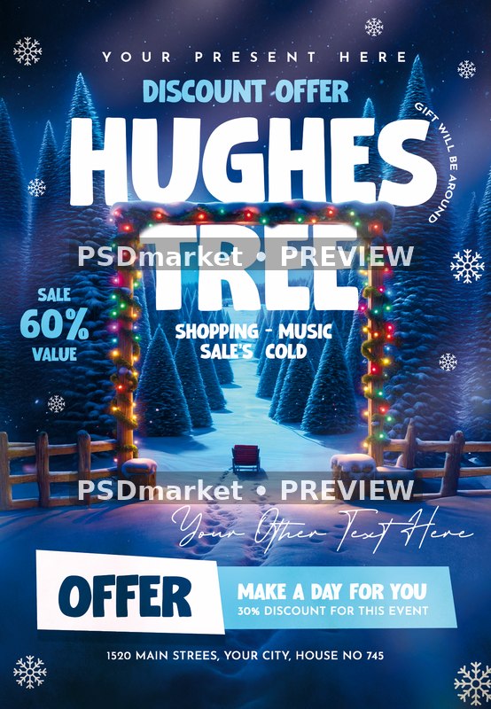 Evergreen Arch Winter Sale Flyer PSD Template — PSD template preview