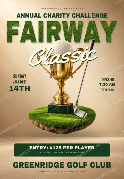 Fairway Classic Golf Tournament Flyer PSD Template — PSD template preview