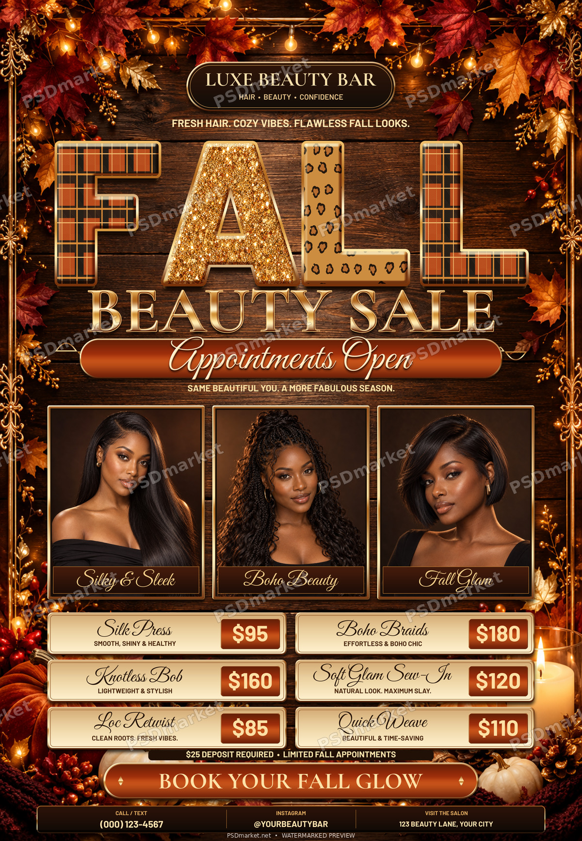 Fall Beauty Sale PSD Flyer — PSD template preview