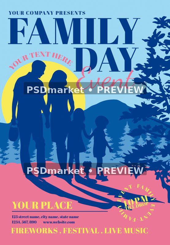 Family Day in USA Flyer PSD Template — PSD template preview