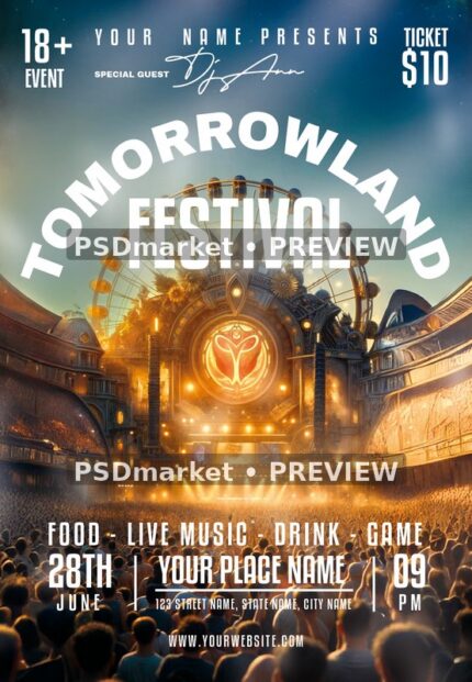Ferris Wheel Tomorrowland Festival Flyer — reduced watermarked source artwork preview