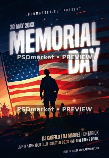 Flag Procession Memorial Day Flyer — watermarked artwork preview