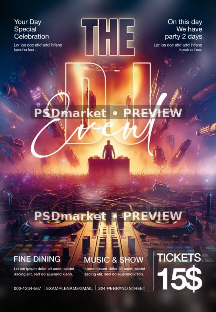 Floating Speakers The DJ Event Flyer — reduced watermarked source artwork preview