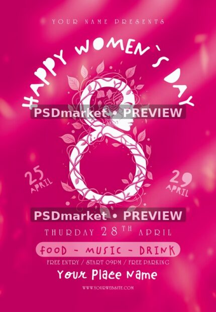 Floral Profile Eight Women's Day Event Flyer — watermarked source artwork preview
