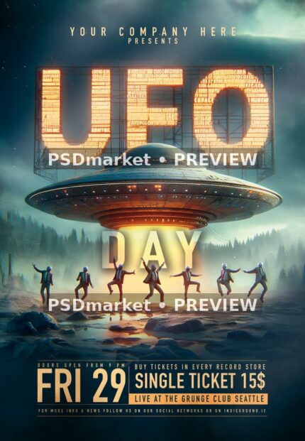Forest Billboard UFO Day Flyer — reduced watermarked source artwork preview