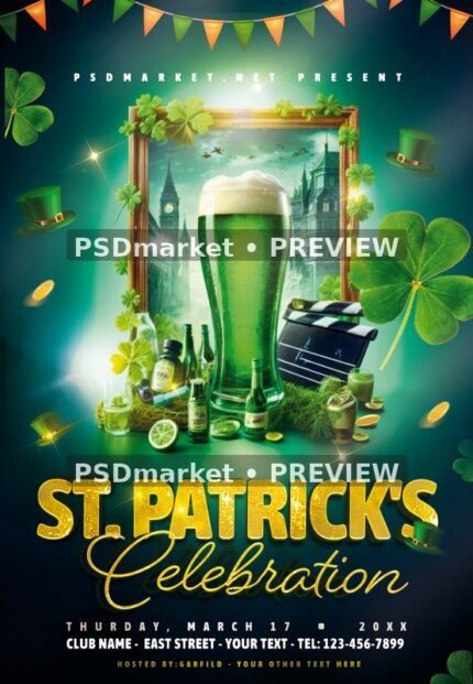 Framed Beer Glass St. Patrick's Celebration Flyer — reduced watermarked source artwork preview