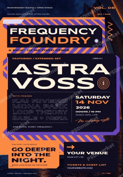 Frequency Foundry Underground House and Techno Flyer PSD Template watermarked preview