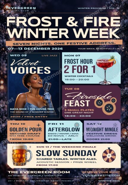Frost and Fire editable PSD flyer with PSDmarket preview watermark