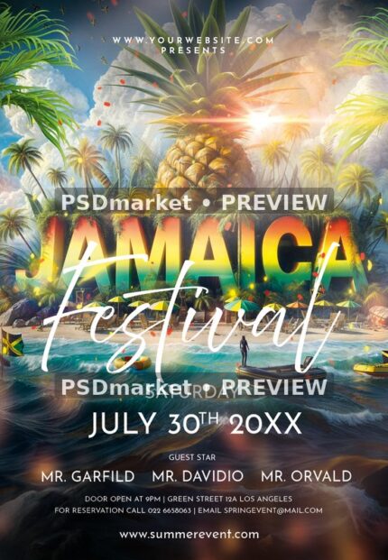 Giant Pineapple Jamaica Festival Flyer — reduced watermarked source artwork preview