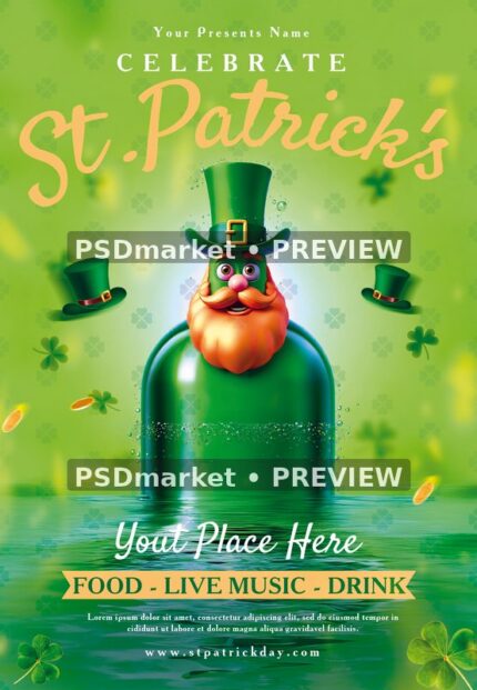 Ginger Beard Bottle St. Patrick's Flyer — watermarked source artwork preview