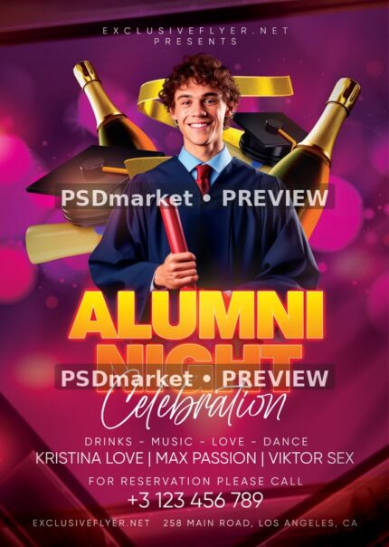 Gold Ribbon Graduate Alumni Night Flyer — reduced watermarked source artwork preview