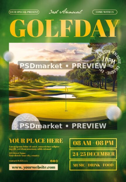 Golden Fairway Golf Day Flyer — reduced watermarked source artwork preview