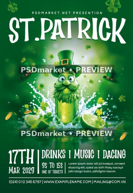 Green Beard Beer St. Patrick Flyer — watermarked source artwork preview