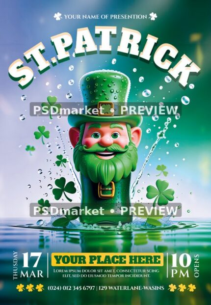 Green Beard Pint St. Patrick Flyer — watermarked source artwork preview