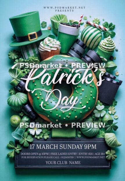 Green Donut Patrick's Day Flyer — reduced watermarked source artwork preview