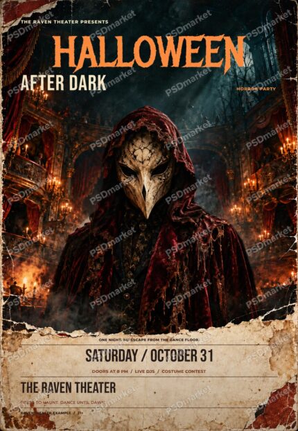 Halloween After Dark layered PSD template watermarked preview