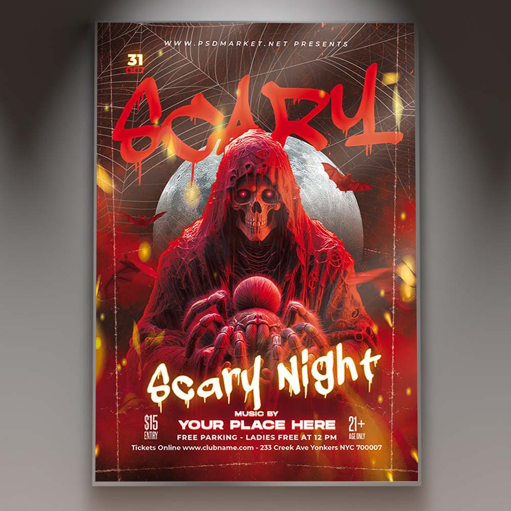 Halloween Spider Flyer Template — PSD template preview