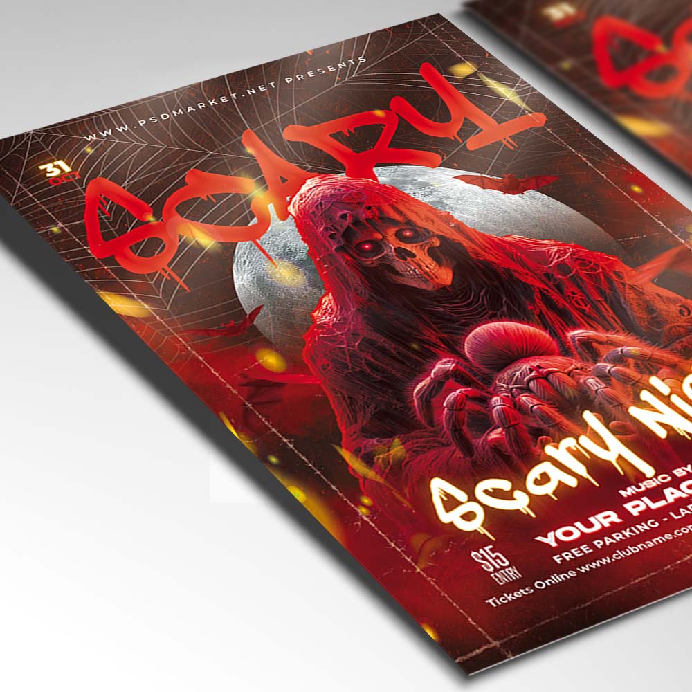 Halloween Spider Flyer Template — PSD template preview 2