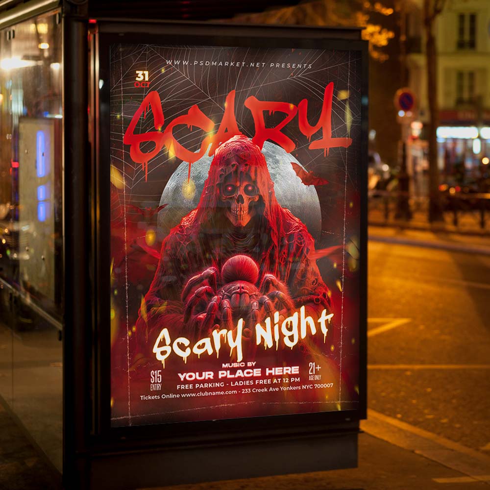 Halloween Spider Flyer Template — PSD template preview 3