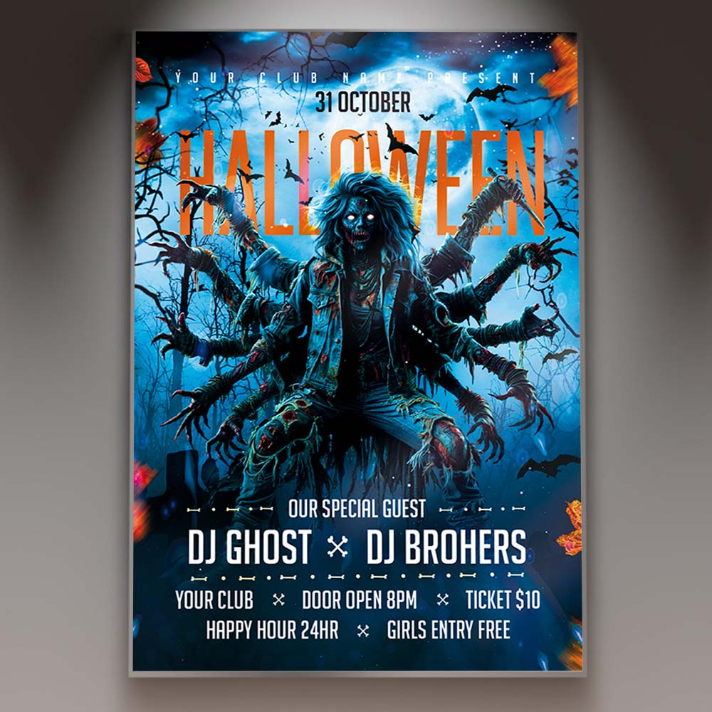 Halloween Zombified Flyer Template — PSD template preview