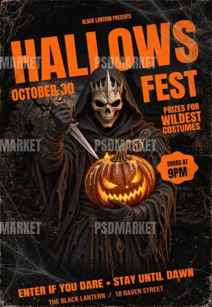 Hallows Fest Halloween Flyer Template — PSD template preview