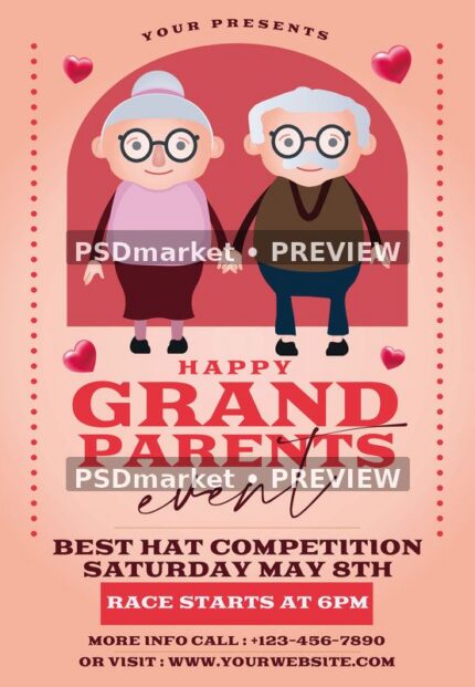 Happy Grandparents Day Flyer PSD Template — PSD template preview
