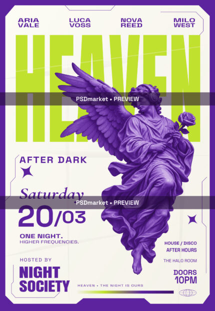 Heaven After Dark Angel Flyer Vector & PSD Template — PSD template preview