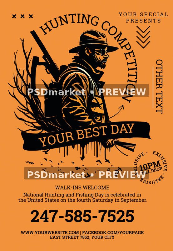 Hunting Competition Flyer PSD Template — PSD template preview