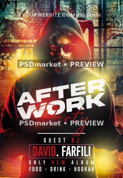 Industrial Glow After Work Party Flyer PSD Template — PSD template preview