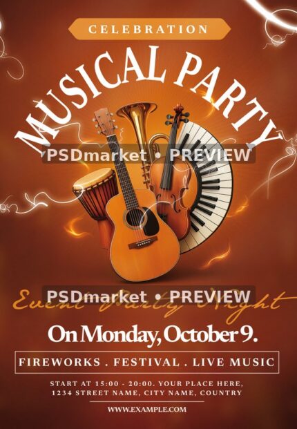 Instrument Collage Musical Party Flyer — supplied source artwork preview