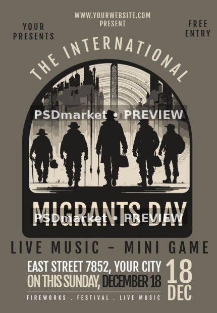 International Migrants Day Flyer PSD Template — PSD template preview