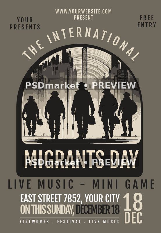 International Migrants Day Flyer PSD Template — PSD template preview