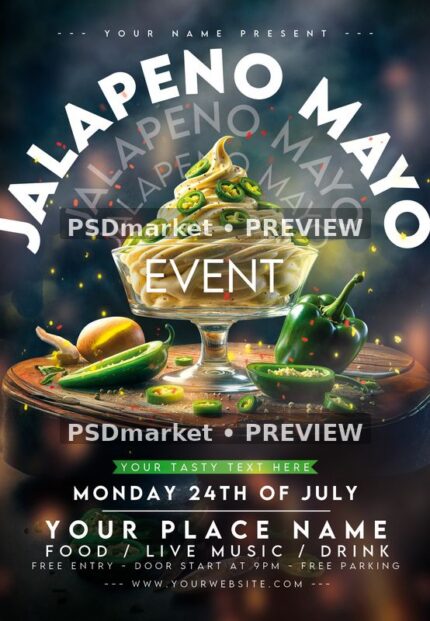 Jalapeno Mayo Food Event Flyer PSD Template — PSD template preview