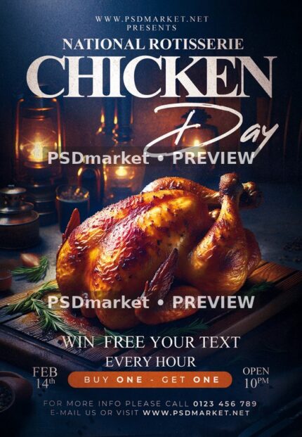Lantern Roast Chicken Day Flyer PSD Template — PSD template preview