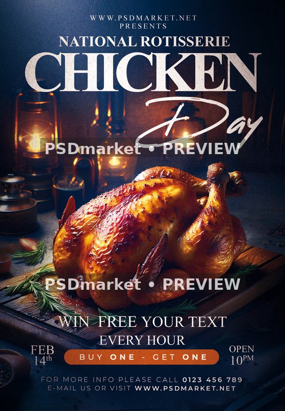 Lantern Roast Chicken Day Flyer PSD Template — PSD template preview
