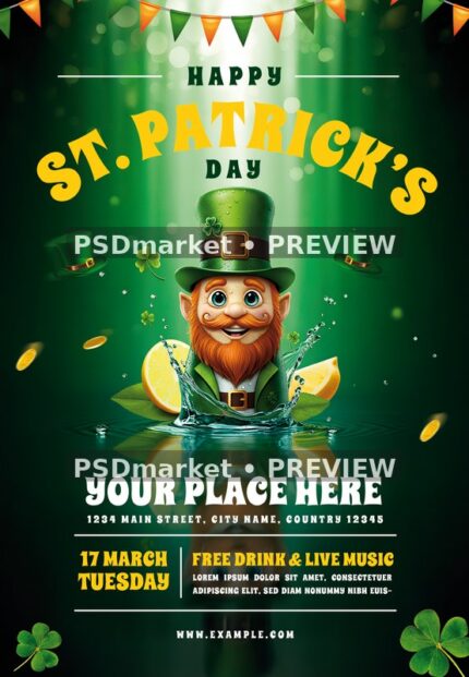 Leprechaun Glass St. Patrick's Day Flyer — watermarked source artwork preview