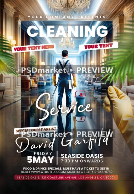 Luxury Interior Cleaning Service Flyer PSD Template — PSD template preview