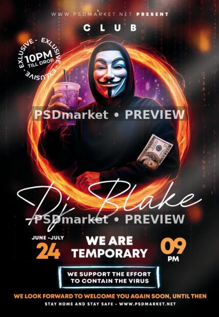Masked DJ Fire Ring Party Flyer — supplied source artwork preview