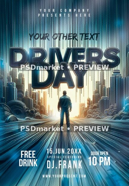 Mechanical City Drivers Day Flyer PSD Template — PSD template preview
