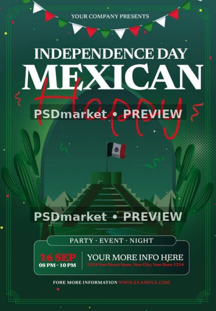 Mexican Independence Day Flyer PSD Template — PSD template preview