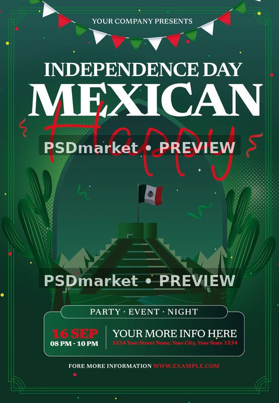 Mexican Independence Day Flyer PSD Template — PSD template preview
