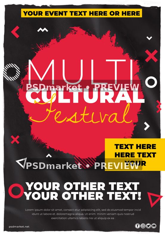 Multicultural Festival Geometric Flyer PSD Template — PSD template preview