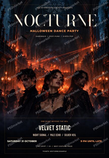Nocturne Halloween Dance layered PSD template watermarked preview