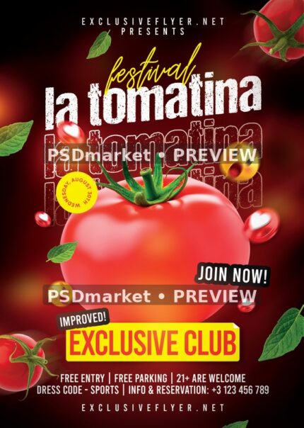 Outlined Lettering Tomato Club Festival Flyer — reduced watermarked source artwork preview